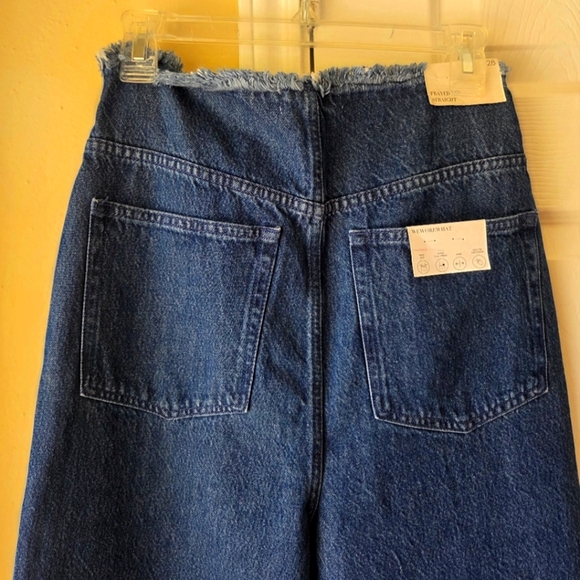 WeWoreWhat Denim Jeans 28 Frayed Hem Straight NWT Blue - Picture 5 of 11